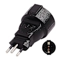 Miniatyrbilde 1 av 5: Sveitsisk 3-polet rund til EU-standard 16A 250V strømforsyningsadapter hann til hunn