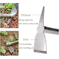 Miniatyrbilde 3 av 5: Hagehakk, 2 i 1 Spade og Pickaxe, Gravehakk Hageverktøy Rustfritt Stål Planting Graveverktøy