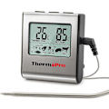 Miniatyrbillede 1 af 5: Tp16 Digitalt Madlavningstermometer med Stort LCD-Display til Røgeovn, Køkken, Godbidder, BBQ Grill Termometer med Timer og Rustfrit Stål Tempe