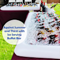 Pikkukuva 5 / 5: Puhallettava jääpalvelubuffet-baari tyhjennystulpalla - salaatti-, ruoka- ja juomatarjotin juhliin, piknikille ja retkeilyyn (3 kpl pakkaus)