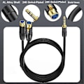 Miniatyrbillede 2 af 5: Dobbelt hun XLR til 1/4 tomme TRS Stereo Hanstik Y-Splitter Kabel 2-XLR Hun til Kvart Tomme Adaptere