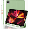 Miniatyrbillede 2 af 5: iPad Pro 12.9 tommer 5. generation / 4. generation (2021 og 2020) Kompatibel Smart Sleep-funktion Penholder PU Læderbelagt Premium Tablet Cover (Lysegrøn)