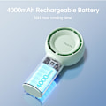 Pikkukuva 3 / 7: JISULIFE Kannettava Turbo-tuuletin [Jopa 16 tunnin jäähdytysaika], 4000 mAh USB ladattava tuuletin, 5 nopeutta Green