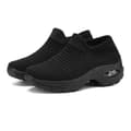 Fleksibel Ortopædisk Sko Elegante Elastiske Slip-on Flade Sko til Kvinder Mesh Overdel Åndbare Sneakers All Black 36