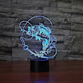 Miniatyrbillede 3 af 5: 3D Fiske Natlampe Illusionslampe 7 Farveskift LED Touch USB Bordlampe Gave Børnelegetøj Indretning Dekorationer Jule Valentinsgave