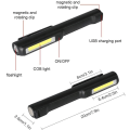 Miniatyrbillede 2 af 5: LED arbejdslys, 2 stk. COB lommelygte 3W USB genopladelig w