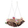 Miniatyrbild 2 av 3: Rattan Nest Bird Hanging Nest Toy with Bells Bird Swing Standing Perch Toy Cage Hammock(S)