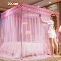 Miniatyrbilde 4 av 5: Enkel dobbeltseng firkantet myggnetting 3 dører beskyttelse tett stabil med rustfritt stål brakett rosa 1,8x2m