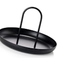 Miniatyrbilde 2 av 5: Serveringsbrett Metall Rund Bærbar Bordplate Oppbevaringsbrett Enkel Moderne Stil med Håndtak Svart