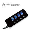 Miniatyrbillede 7 af 9: 4-Port USB 3.0 Hub med 4 USB 3.0 Data Porte og 1 USB Smart Opladningsport, USB Splitter med Individuelle Tænd/Sluk Knapper og 5V/3A Strømadapter