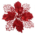 Miniatyrbillede 2 af 8: Toyvian 12 stk. Juletræspynt Glitter Poinsettia