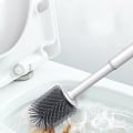Miniatyrbillede 2 af 6: Toiletsbørste og holder sæt, silikonebørster, beige badeværelse