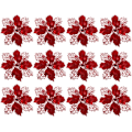Miniatyrbillede 1 af 8: Toyvian 12 stk. Juletræspynt Glitter Poinsettia