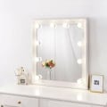 Miniatyrbillede 1 af 3: DIY Hollywood belyst spejl med dæmpbare lys, makeup sæt klæbende spejl lys kit, plug-in makeup lampe til badeværelse væg spejl, (pære