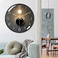 Miniatyrbild 4 av 4: Stilren väggklocka, ramlös design med glasyta, hög transparens och anti-imma för tydlig visning, enkel installation, batteridriven (Svart)