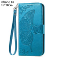 Miniatyrbilde 2 av 5: PU Läder Stativ Korthållare Strap Flip Cover för iPhone 14