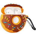 Pikkukuva 2 / 5: Sopii Airpods 1 ja 2 silikonisuojakoteloihin $ Pehmeä silikoni 3D Cute Airpods 1 ja 2 suojakotelot $ Donut kuulokekotelot sopivat