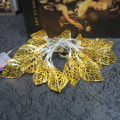 Miniatyrbilde 8 av 8: Party Xmas Hollow Metal Gold Leaf String Light 20 LED Strip Lamp