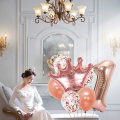 Miniatyrbilde 3 av 5: Bursdagspynt - Rose Gold Nummerballong og Kroneballong,