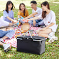 Miniatyrbild 2 av 5: Isolerad picknickkorg 30L hopfällbar isolerad matkasse picknickset och resväska, stark aluminiumram vattentät foder hopfällbar design