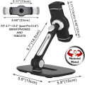 Miniatyrbilde 2 av 10: Nettbrettholder, Universal iPad-stativ 360° rotasjon for iPad Pro Air Mini, Samsung Galaxy Tab, Kindle, smarttelefoner og nettbrett fra 4,7 til 12,9 tommer -