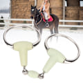 Miniatyrbild 7 av 8: Rostfritt stål hästbett äpplesmak gummi lindad hästmun snaffle bit för timmar träning racing