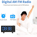 Miniatyrbillede 3 af 7: Radiovækkeur med projektion, projektionsvækkeur, digital vækkeur med dobbeltalarm, 4 alarmtoner med 10 lydstyrker, 15 FM-radio, USB-port,