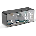 Miniatyrbillede 1 af 4: Digitalt vækkeur med spejlet LED-display, 5.0 Bluetooth-højttaler, dobbelt alarmur med omgivende temperaturvisning