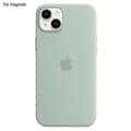 For iPhone 14 Liquid Silicone Case with MagSafe Compatibility Protective Case with PopSock Light Green