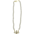 Miniatyrbilde 3 av 7: Rhinestone Faux Planet Saturn Pearl Halskjede