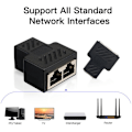 Miniatyrbilde 5 av 5: RJ45 Splitter Adapter 1 til 2 Port Hunnkontakt for Ethernet