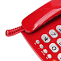 Miniatyrbild 4 av 8: Stor knapp sladdtelefon HD handsfree-samtal LCD-ljusstyrka justering en knapp uppringning trådbunden fast telefon röd