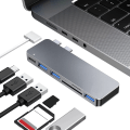 Miniatyrbild 1 av 5: USB C Hub Adapter för MacBook Pro/Air 13\" 15\" 2022 2021 2020, RayCue 6 i 2 USB-C Tillbehör med 3 USB 3.0 Portar, TF/SD Kortläsare, USB-C Ström
