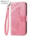 Miniatyrbillede 2 af 5: PU Læder Stativ Kortholder Strap Flip Cover til iPhone 14
