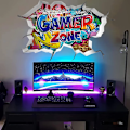 Miniatyrbild 1 av 5: 3D väggtatuering gamer, 86 x 52 cm, färgglad spelposter, väggtatuering för barnrum, pojke tonåring, modern gamer väggbild för sovrum, video