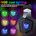 Miniatyrbild 4 av 9: Gamingheadset 3,5 mm stereoljud, ergonomisk design, mjuka minnesöronkåpor, brusreducerande mikrofon, over ear-gaminghörlurar för nya Xbox One/PC/Mac