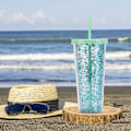 Miniatyrbild 5 av 5: 700 ml dubbelväggig plastkopp, enkel transparent paljett glitter sugrör kopp, stor kapacitet vattenkopp