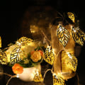 Miniatyrbilde 6 av 8: Party Xmas Hollow Metal Gold Leaf String Light 20 LED Strip Lamp