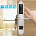 Miniatyrbilde 8 av 8: Smart Elektronisk Dørlås 4i1 Opplåsing med Kodekort Fingeravtrykk Nøkkel Aluminium Legering Smal Ramme for Hjem 35x85mm/1.38x3.35in