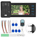Miniatyrbillede 2 af 8: 7 tommer TFT LCD Dørklokke Fjernbetjening Adgangskort Videodørtelefon Vandafvisende Intercom 100-240V (EU Stik)