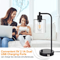 Miniatyrbillede 4 af 7: Industriel bordlampe med 2 USB-porte, fuldt trinløs dæmpbar V