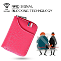 Miniatyrbillede 1 af 2: Anti-tyveri Læder Multifunktionel Kvinders Tegnebog Kort Holder RFID Hardware (Rosy)