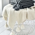 Miniatyrbilde 5 av 6: Pledd, myk strikket ullpledd, frynser, boho-pledd