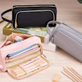 Miniatyrbillede 5 af 5: Etui, stor kapacitet 2 rum penneetuier, unisex pennetui, pennepose, penneetui, skoleartikler, penneetui med bæretaske