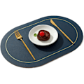 Miniatyrbild 3 av 5: Faux läder placemats set om 4 - Dubbelsidig färg oval