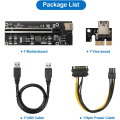 Miniatyrbild 8 av 8: PCI-E 1X till 16X V009S-PLUS Riser-kort & 6PIN SATA-strömkabel,