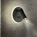 Miniatyrbillede 1 af 4: LED væglampe, gangvæglampe, sengelampe med afbryder, justerbar stemningsbelysning til soveværelse, (11W) Sort (Rund)