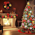 Miniatyrbillede 6 af 6: 30 stk. juledekoration blomster, snefnug dekoration, blomst til