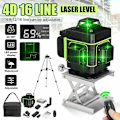 Miniatyrbillede 3 af 5: 4D Laser Niveau 16 Linjer Grønt Lys 360° Automatisk Kryds Nivellering Måleværktøj LED Display