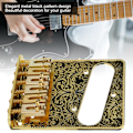 Miniatyrbild 5 av 8: Elektrisk gitarrbro med snidade mönster, 6 sadelstycken, stjärtstycke, tillbehör till elektrisk gitarr, guld